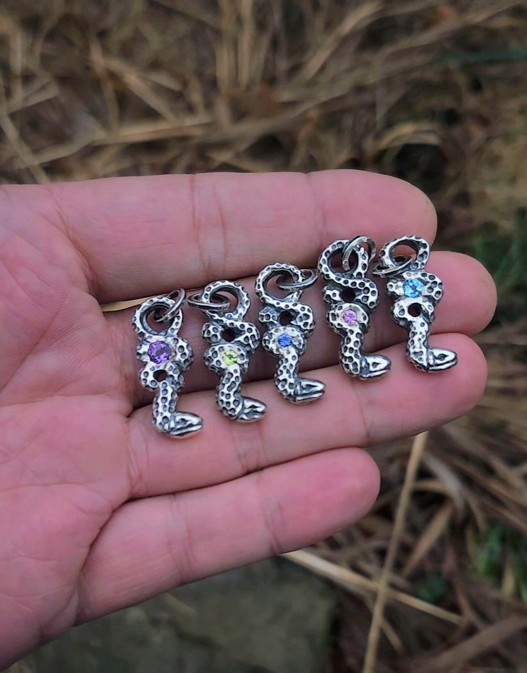 Pink Sapphire Serpent Pendant – Hand Carved Sterling Silver Jewelry