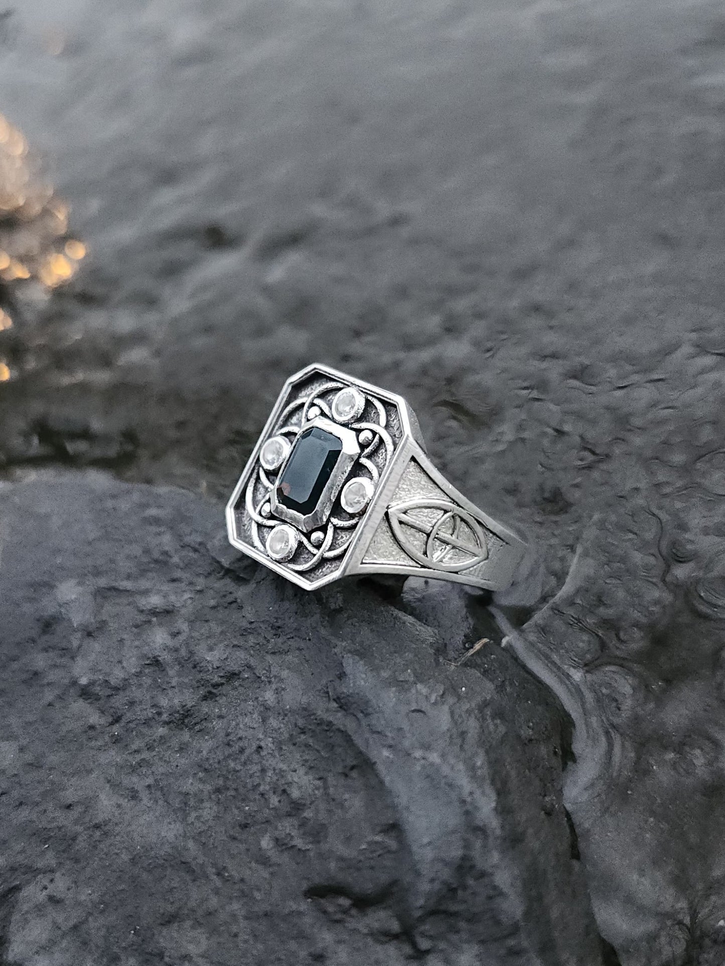 The Origin Signet – Sterling Silver Bloodstone & Sapphire Men’s Ring