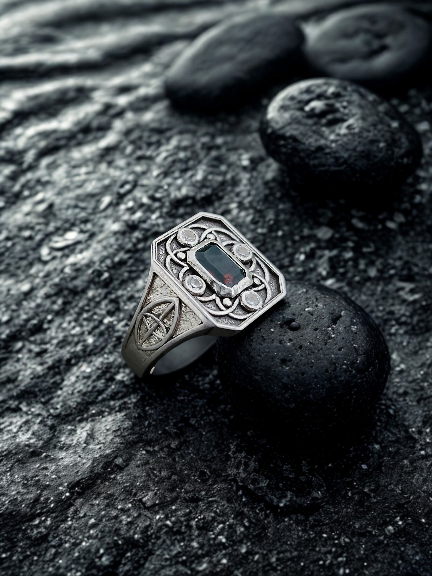 The Origin Signet – Sterling Silver Bloodstone & Sapphire Men’s Ring